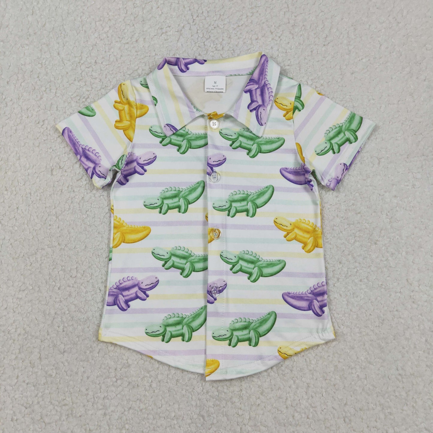 Baby Boys Mardigras Stripe Crocodiles Button Shirts Top