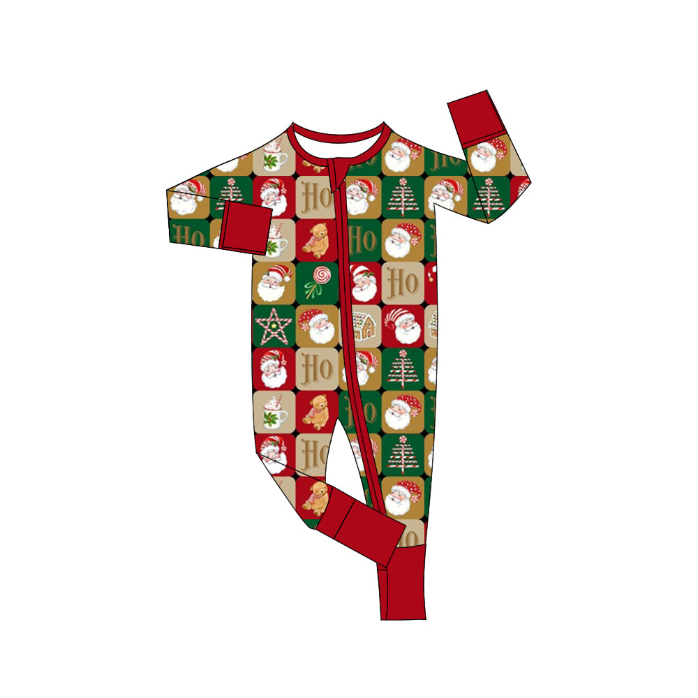 Baby Boys Christmas Santa Hohoho Zip Long Sleeve Rompers preorder(moq 5)