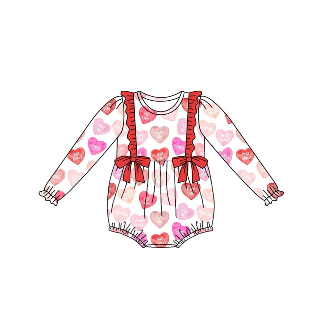 Baby Infant Girls Bows Hearts Pink Rompers preorder(moq 5)