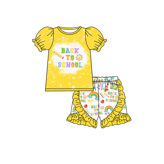 Baby Girls Back To Scholl Shirt Shorts Clothes Sets preorder(moq 5)
