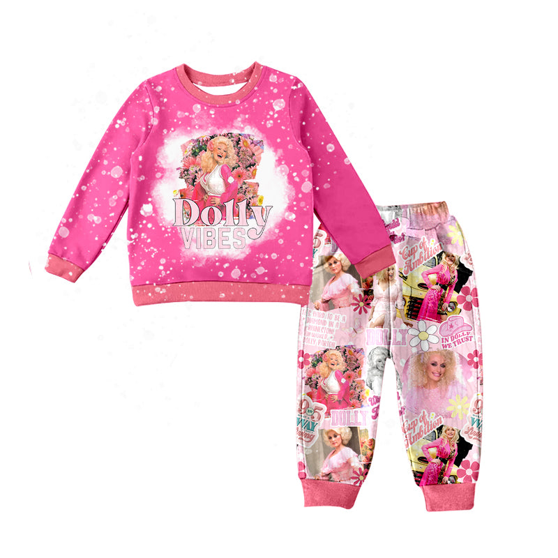 Baby Girls Singer Flowers Western Shirt Top Pants Pajamas Clothes Sets Preorder(moq 5)