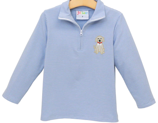 Baby Boys Blue Stripe Dogs Zipper Pullovers Top Preorder