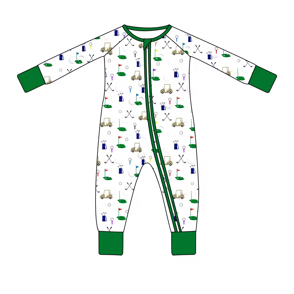 Baby Infant Boys Golf Long Sleeve Zip Rompers preorder(moq 5)