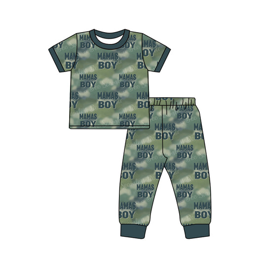 Baby Green Mama's Boy Pocket Shirt Pants Pajamas Clothes Sets preorder(moq 5)