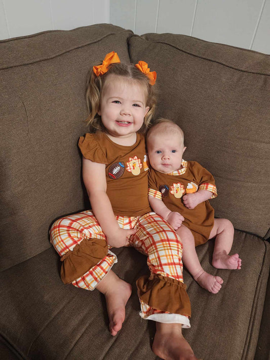 Baby Girls Thanksgiving Pies Ruffle Pants Clothing Sets