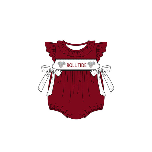 Preorder(moq 5)Baby Infant Girls Roll Tide Team Bows Rompers