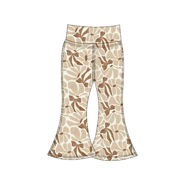 Preorder (moq 5)Baby Girls Khaki Flower Camo Bows Bell Bottom Pants