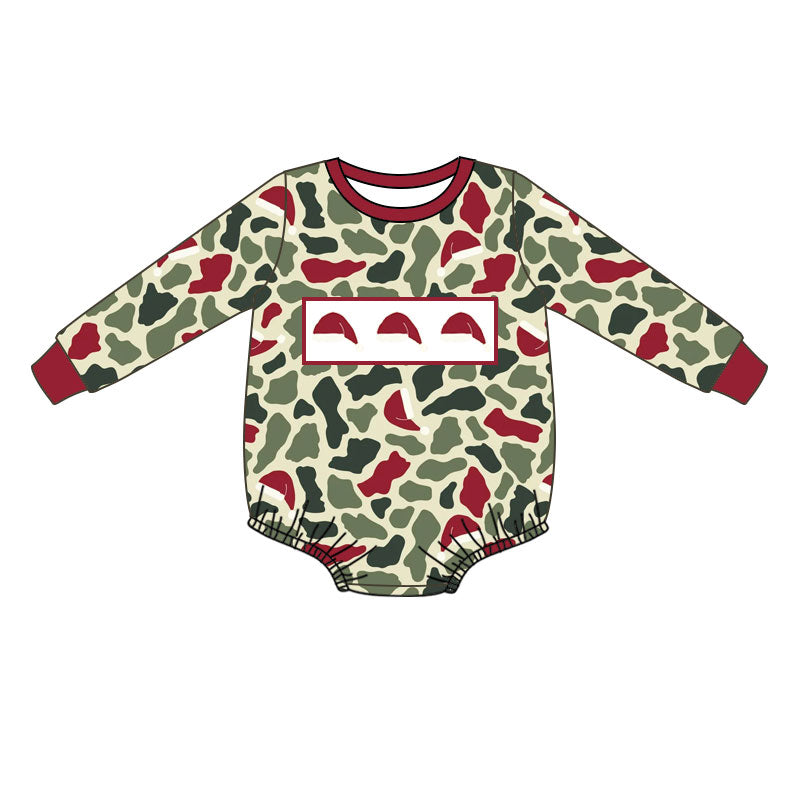Preorder(moq 8)Baby Boys Christmas Hats Camo Rompers