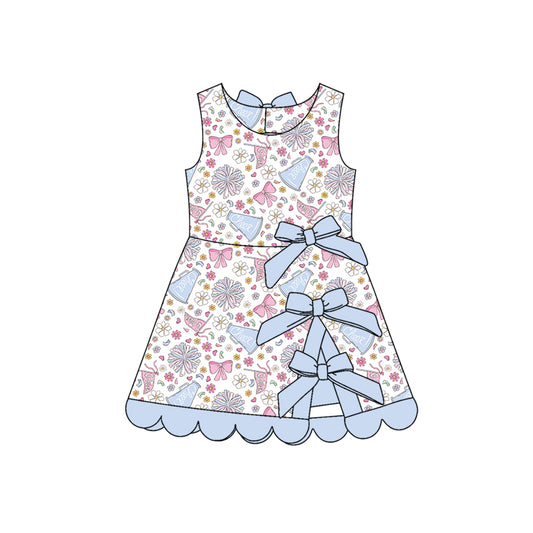 Preorder moq 5 Baby Girls Flowers Cheer Shorts Scallop Team Knee Length Dress