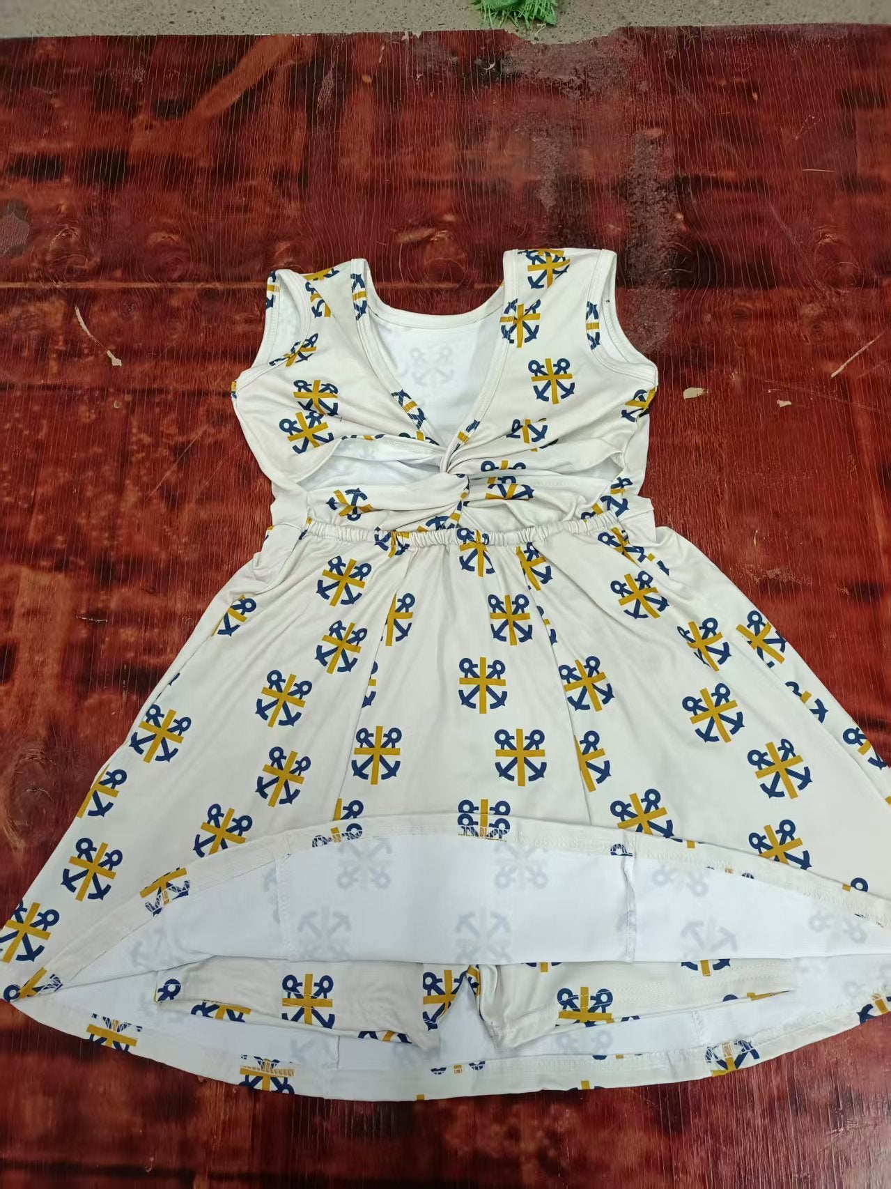 Preorder moq 5 Baby Girls Sleeveless Cross Plaid Skort Knee Length Dresses