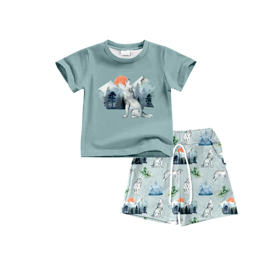 Baby Boys Wolf Short Sleeve Top Shorts Clothes Sets preorder (moq 5)
