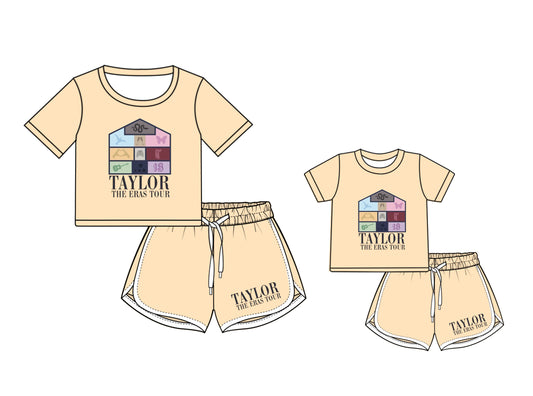 Preorder (moq 5 each) Family Women Baby Girls Singer TS Yellow Top Shorts Clothing Sets