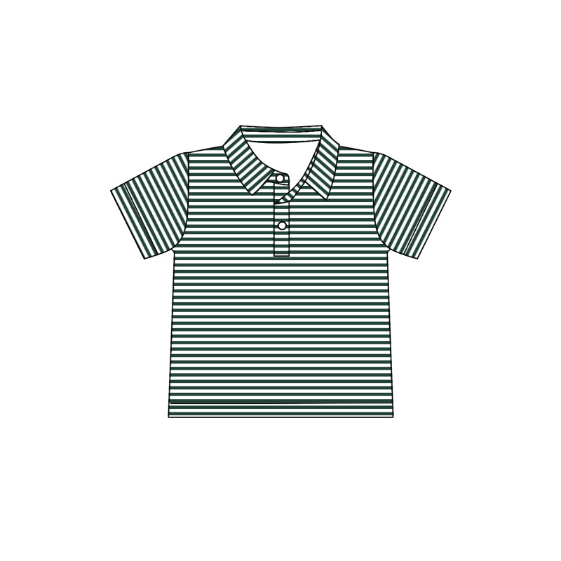 Preorder(moq 5) Baby Boys Green Stripes Team Short Sleeve Tee Pullovers Shirts Tops