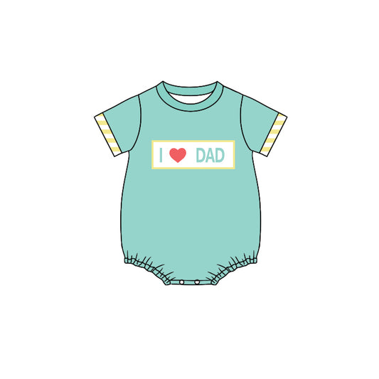 Preorder(moq 5)Baby Infant Boys Aqua Short Sleeves I LOVE DAD Rompers