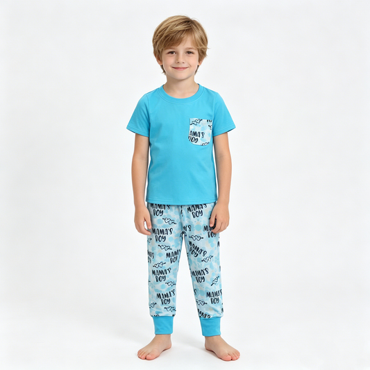 Mamas Boys Short Sleeve Pocket Top Hearts Leggings Clothes Sets