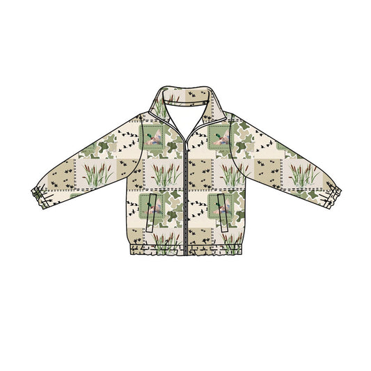 Preorder (moq 5)Baby Boys Green Camo Ducks Hunting Zip Pockets Jackets Top