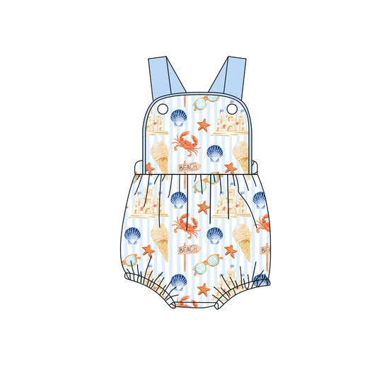 Preorder (moq 5)Baby Boys Strap Sea World Rompers