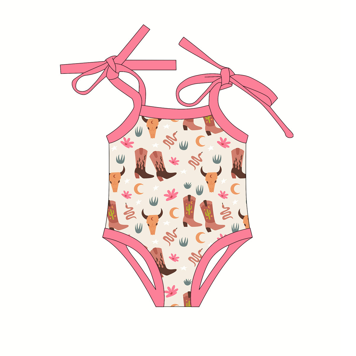 Preorder(moq 5)Baby Infant Girls Western Boots Cow Straps Rompers