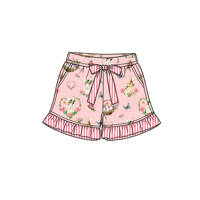 Preorder (moq 5) Baby Girl Clothes Easter Bunny Floral Butterfly Polka Dot Print Ruffle Bow Shorts