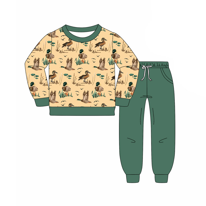 Preorder(moq 5) Baby Boys Ducks Shirts Top Pockets Legging Pants Western Set