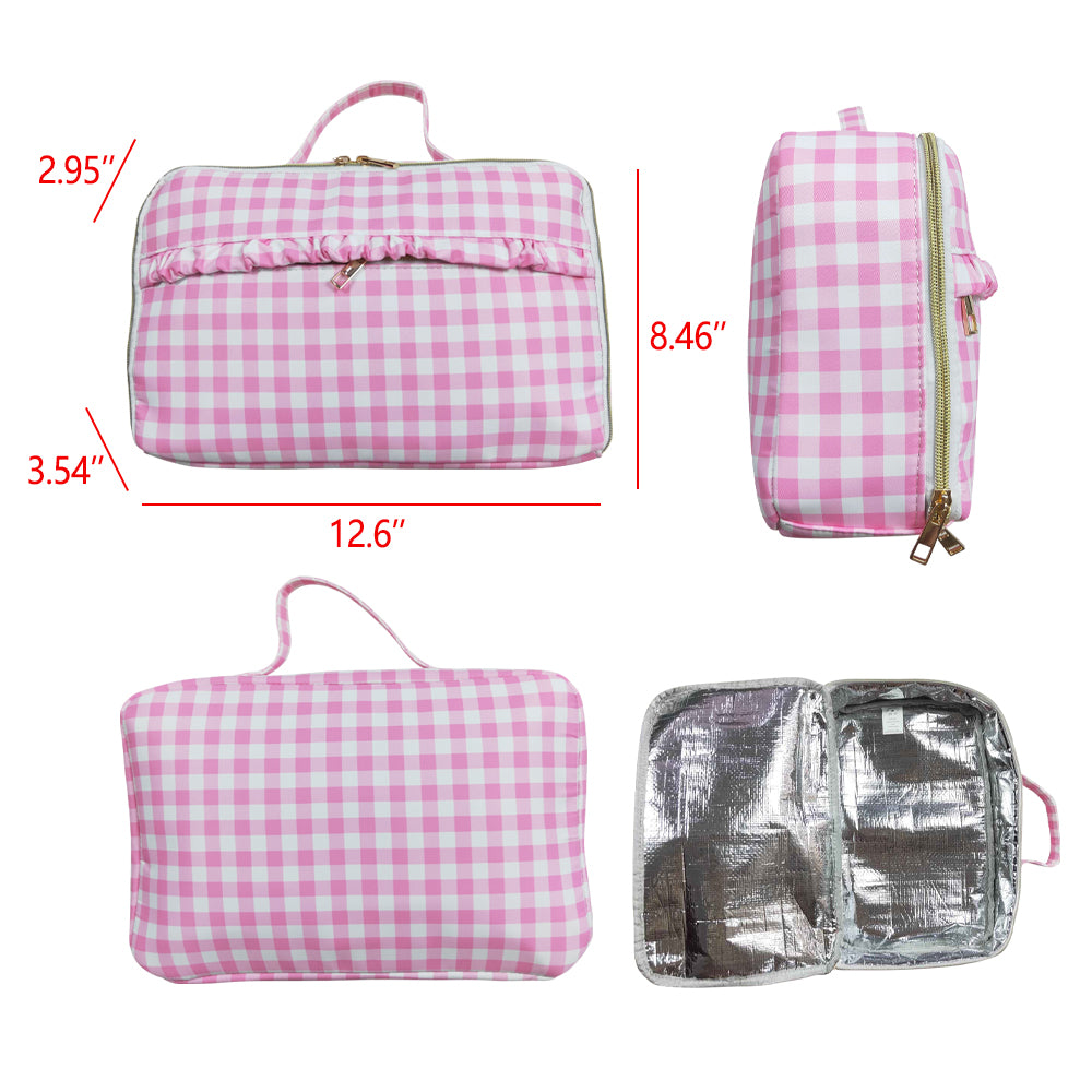 Baby Girls Back To School Pink Checkered Back Bags Lunch Boxes