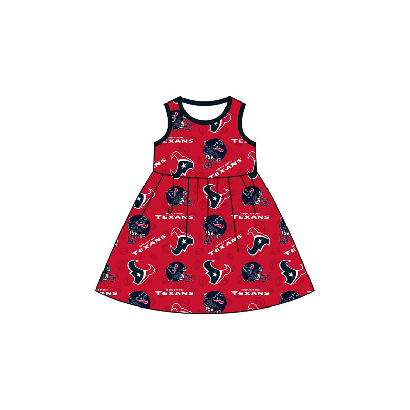 Baby Girls Texans Team Sleeveless Knee Length Dresses preorder(MOQ 5)