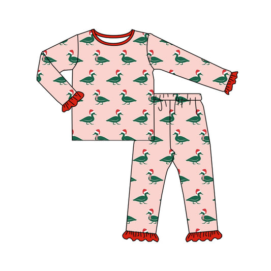 Baby Girls Christmas Ducks Top Pants Pajamas Clothes Sets preorder(MOQ 5)