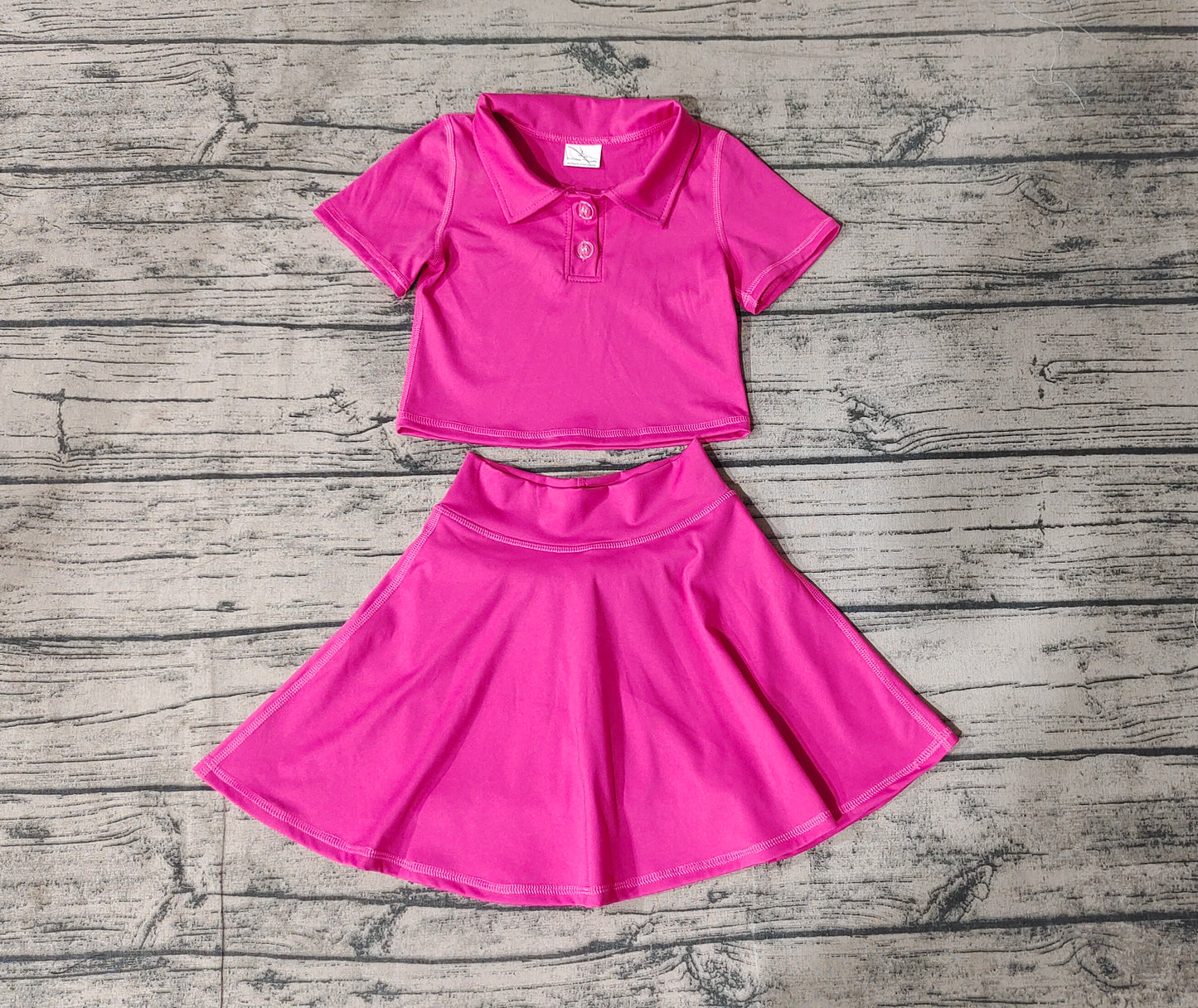 Baby Girls Hotpink Buttons Shirt Skirt Active Wear Clothes Sets