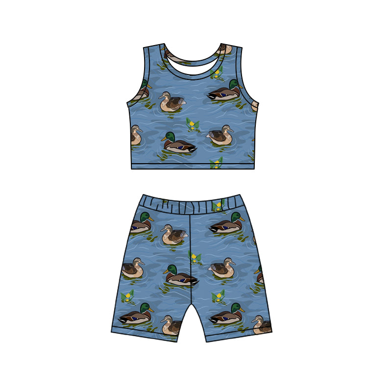 Baby Girls Ducks Top Biking Shorts Clothes Sets preorder (moq 5)