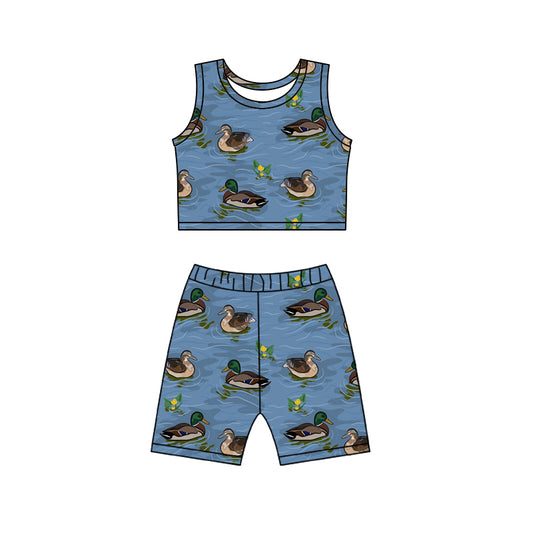 Baby Girls Ducks Top Biking Shorts Clothes Sets preorder (moq 5)