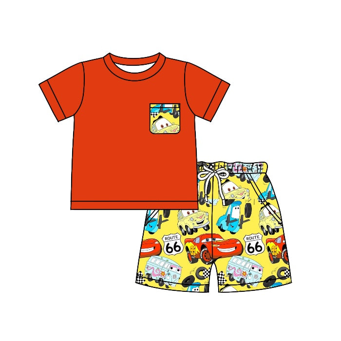 Baby Boys Car Race Short Sleeve Shirt Shorts Clothes Sets preorder(moq 5)