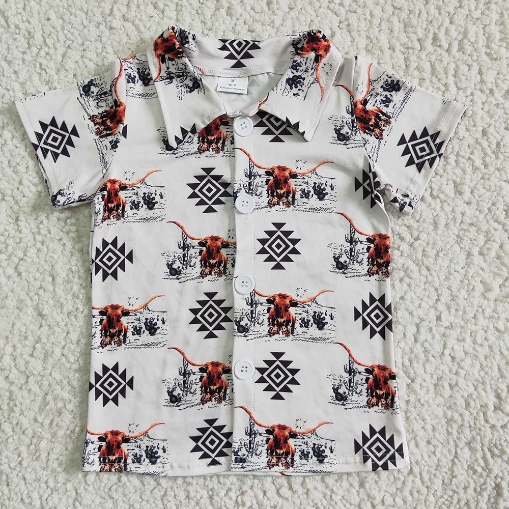 Baby Boys Western Summer Sibling Button Ups Short Sleeve Shirts Tops