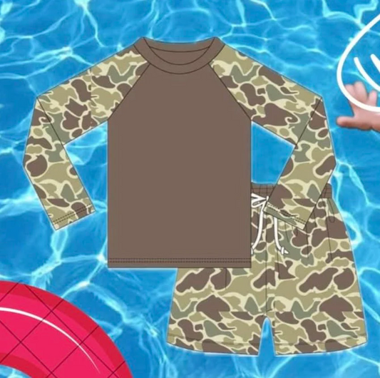 Baby Boys Camo Long Sleeve Top Shorts Swimsuits split order preorder May 28th