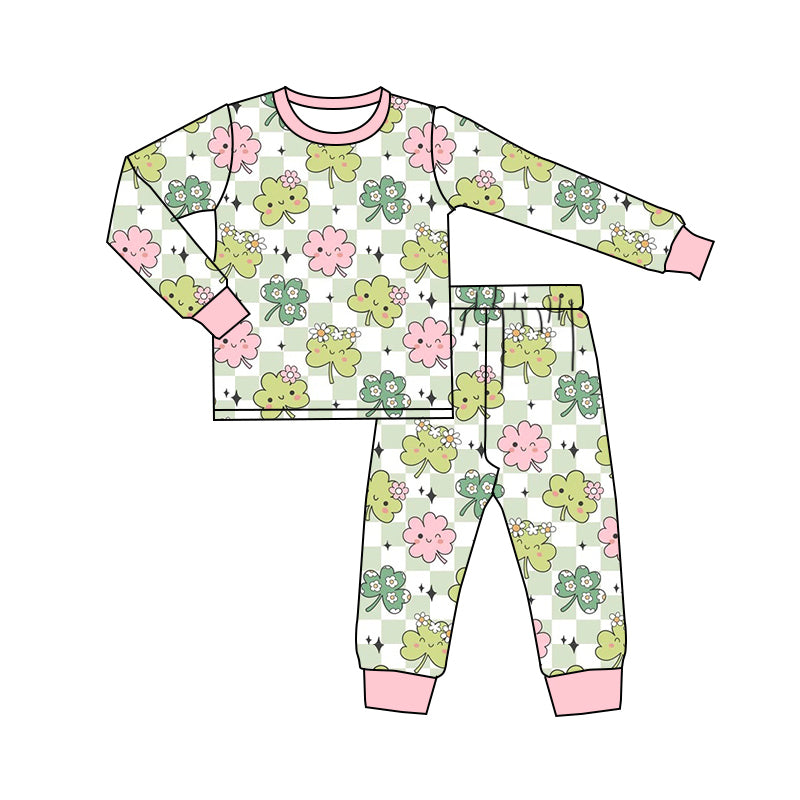 Baby Girls St Patrick Quatrefoil Shirt Top Pants Pajamas Sets preorder(MOQ 5)