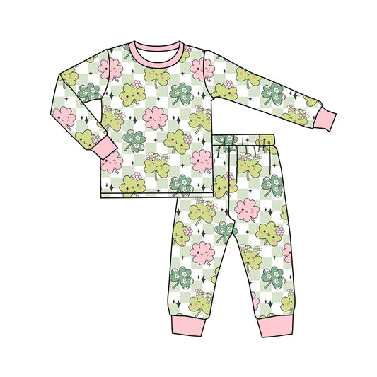 Baby Girls St Patrick Quatrefoil Shirt Top Pants Pajamas Sets preorder(MOQ 5)