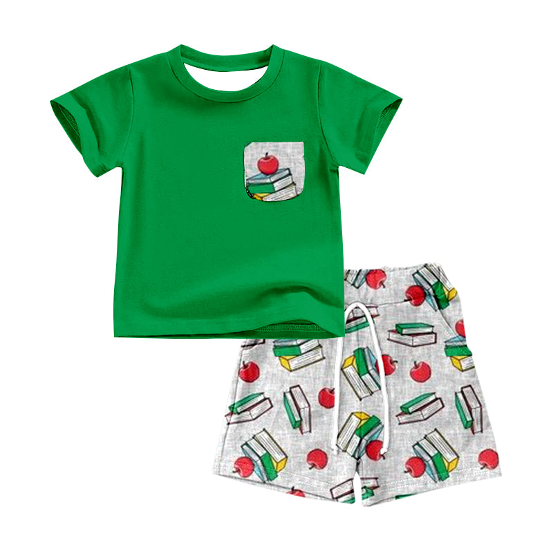 Baby Boys Back To School Books Shirt Top Shorts Clothes Sets preorder(moq 5)