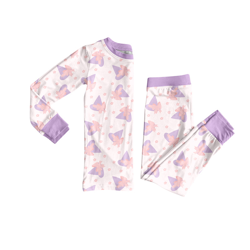 Preorder (moq 5)Baby Girls Long Sleeves Lavender Magic Hats Stars Top Pant Pajamas Sets