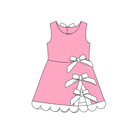 Preorder moq 5 Baby Girls Pink Sleeveless Shorts Scallop Knee Length Dresses