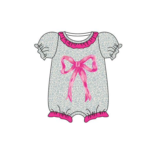 Preorder (moq 8)Baby Girls Floral Pink Bows Ruffle Rompers