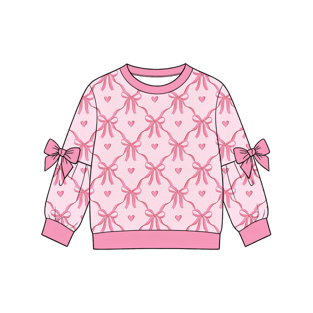 Preorder (moq 5) Baby Girls Long Sleeve Bows Hearts Valentines T-shirts Top