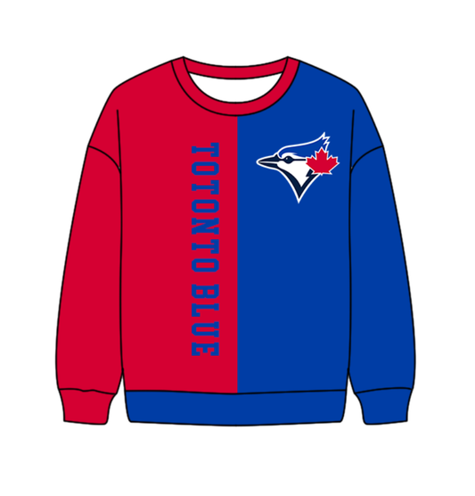 Preorder(moq 8)Baby Boys Blue Red Sleeve Totonto Blue Team Tee Shirts Top