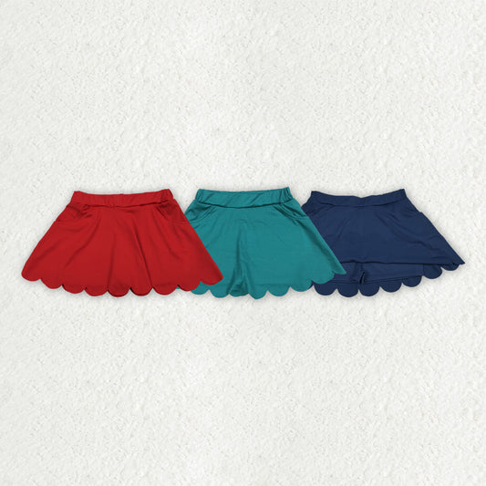 Sibling Baby Girls Yoga Active Pockets Shorts Scallop Skirt Shorts Bottom