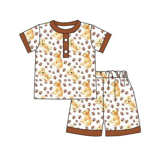 Preorder (moq 5)Baby Boys Paws Dogs Tee Top Shorts Pajamas Clothes Sets