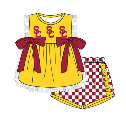 Preorder moq 5 Baby Girls Sleeveless SC Lace Tunic Checked Short Team Clothes Sets