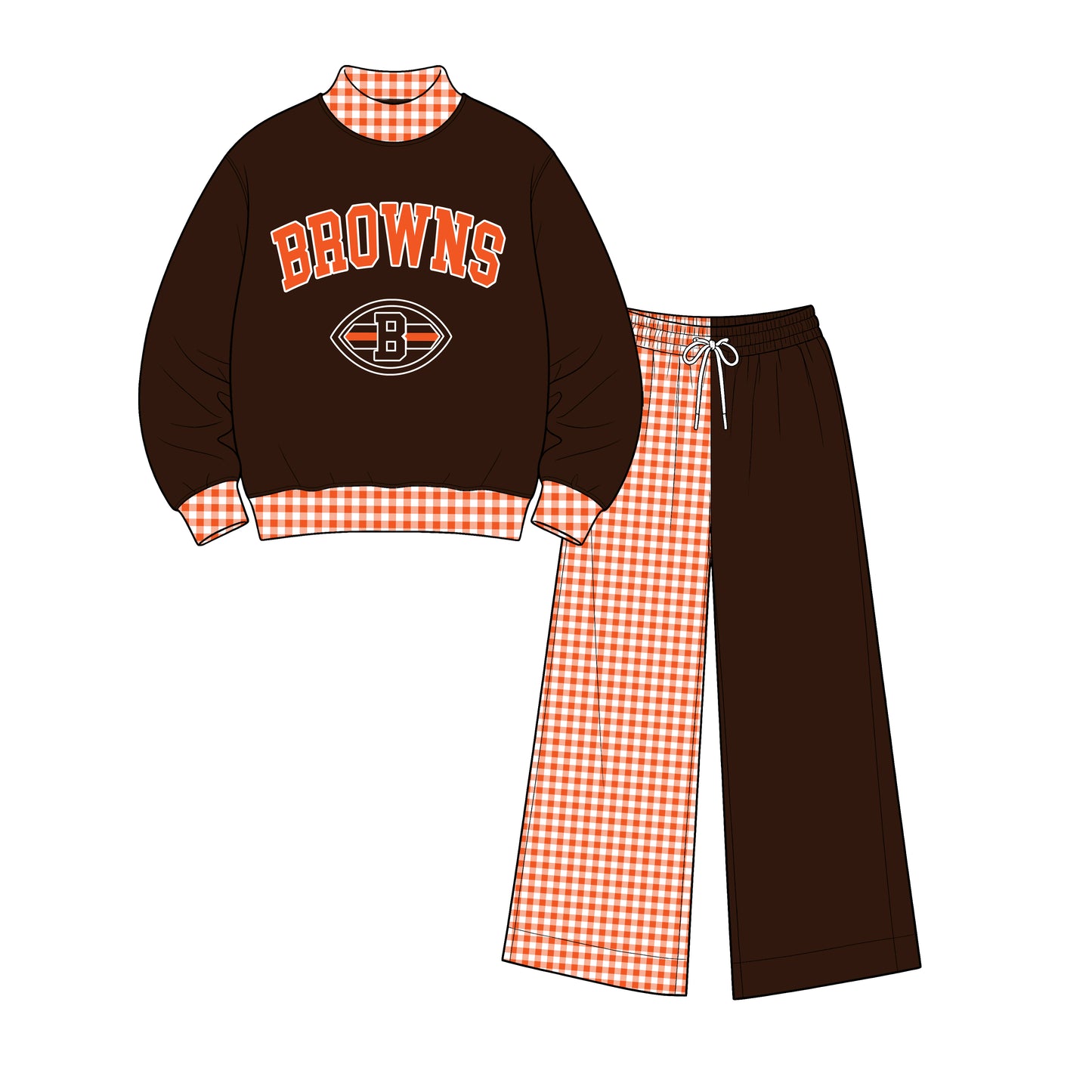 Preorder (moq 5)Baby Girls Browns Top Flare Pant Team Clothes Set