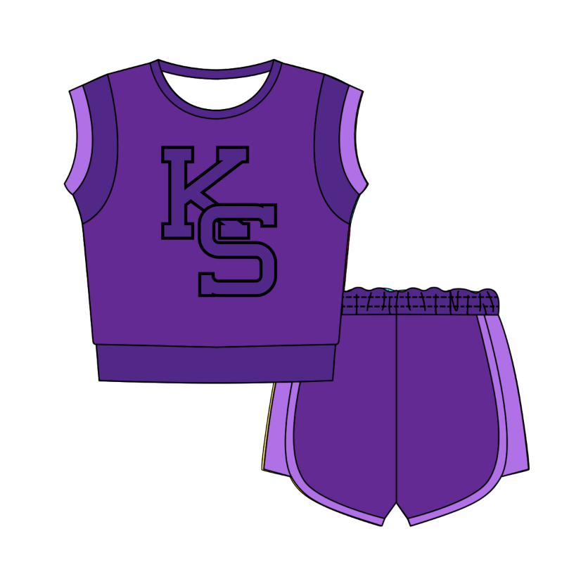 Preorder moq 5 Baby Girls Sleeveless Shirts Top Short Team Clothes Set