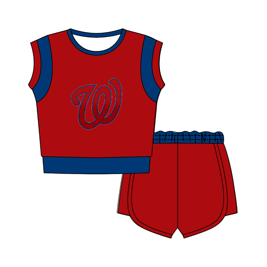 Preorder moq 5 Baby Girls Sleeveless Shirts Top Short Team Clothes Set