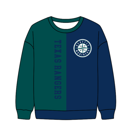 Preorder(moq 8)Baby Boys Green Blue Sleeve Seattle Team Tee Shirts Top