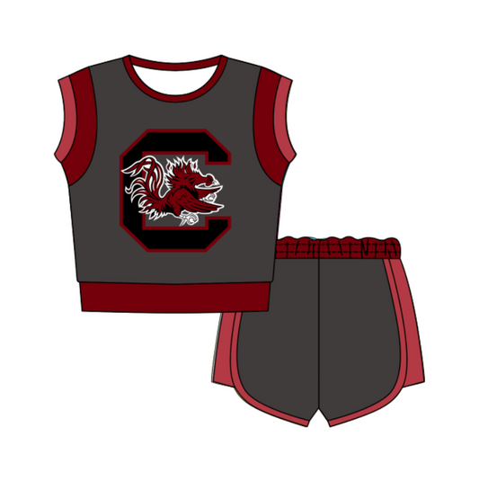 Preorder moq 5 Baby Girls Sleeveless Shirts Top Short Team Clothes Set