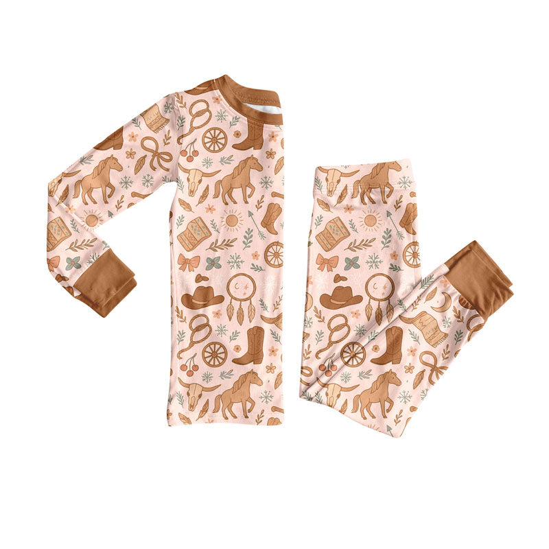 Preorder(moq 5) Baby Boys Bull Skulls Horses Top Pants Western Pajamas Sets